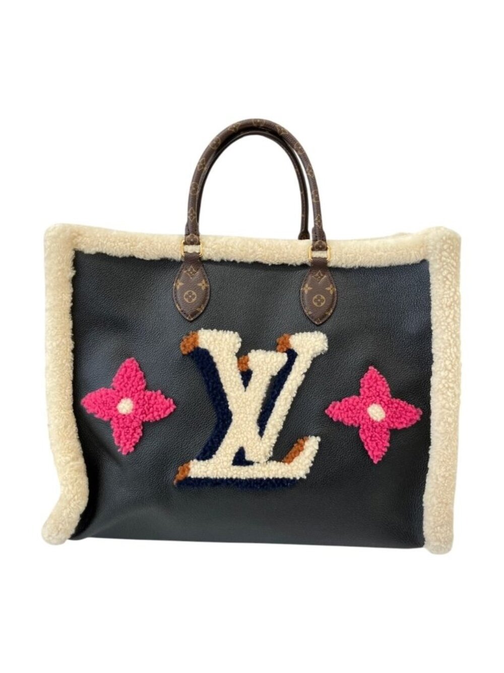 Louis Vuitton Monogram Teddy on the Go GM Leather Tote Black